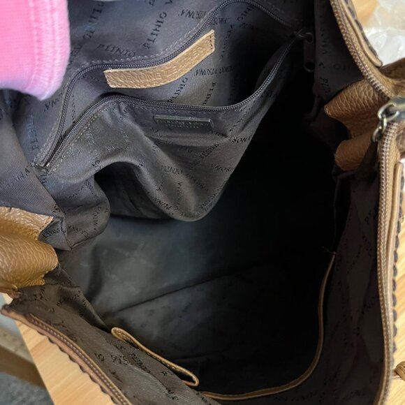 Plinio Visona Italy Classic Minimalist‎ Toffee Brown Pebble Leather Hobo Bag - Picture 9 of 11